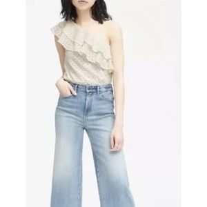 NWT Banana Republic Lace One Shoulder Ruffle Top